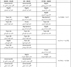 برنامه زمانبندی گروه زبان انگلیسی کودک و نوجوان - ترم بهار ۱۴۰۰